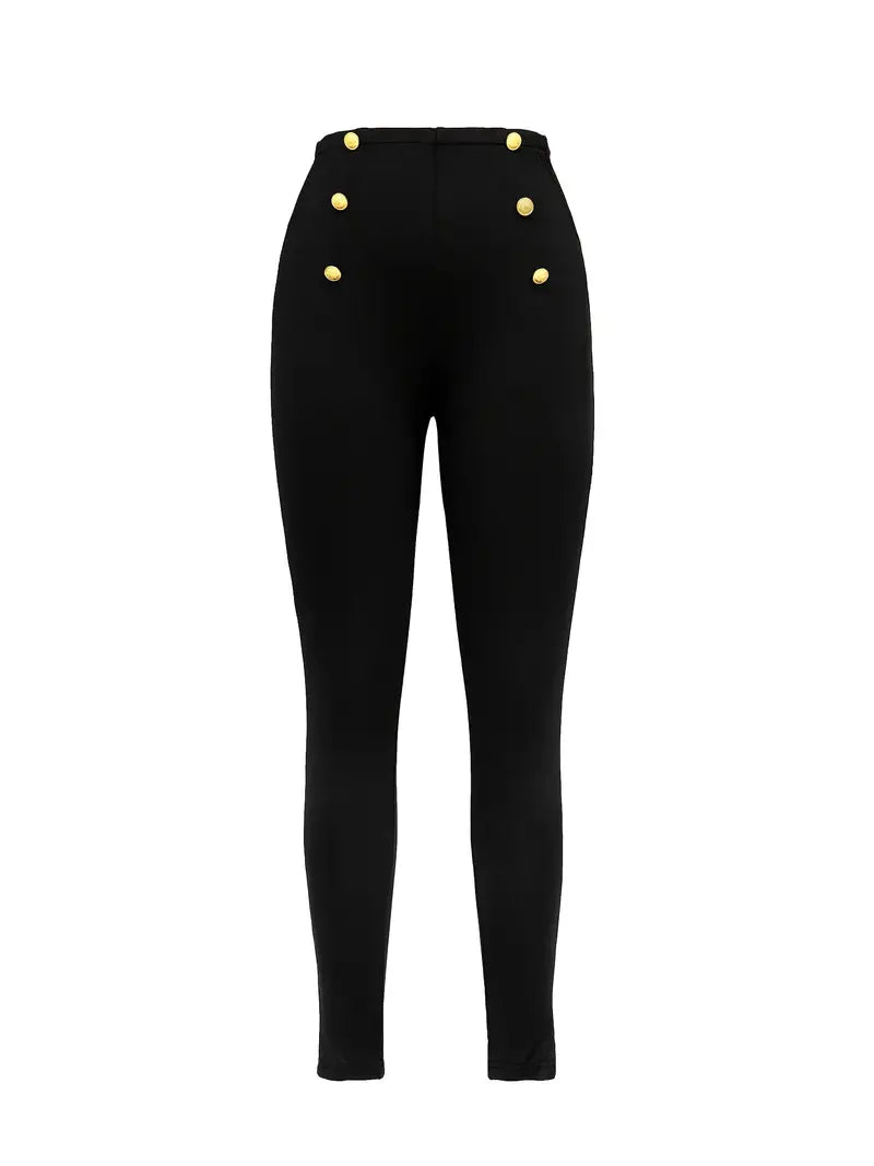 Double Breasted High Waist Skinny Pants